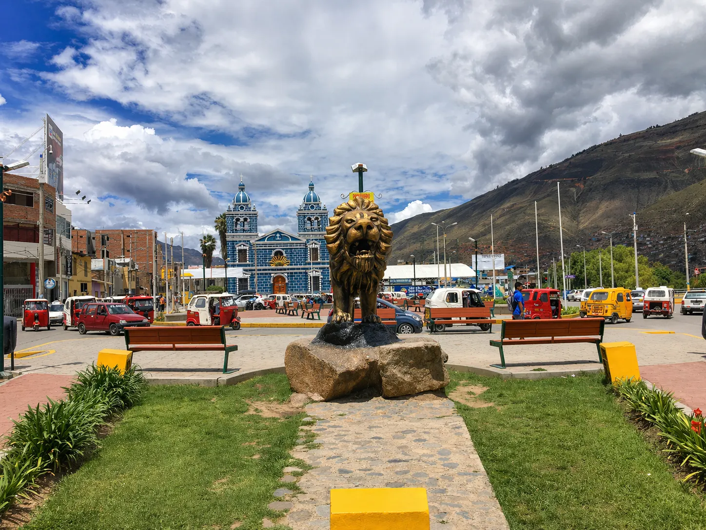 Vista de estatua de Leon y cielo despejado